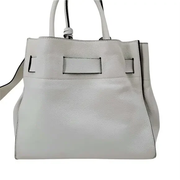 Coccinelle Clotilde Pebbled Leather Shoulder Crossbody Bag White Green Shoulder Bags